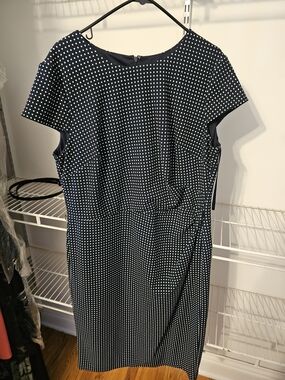 Ralph Lauren Navy and White Polka Dot Midi Dress